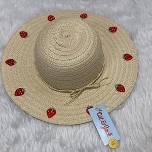 Target Straw Sun Hat with Red Strawberry Embroidery - Natural